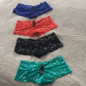 Lot of 4 NWT lace boy shorts size large